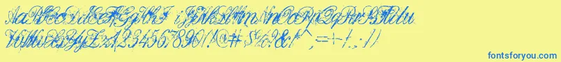 DeadlyEnglish Font – Blue Fonts on Yellow Background