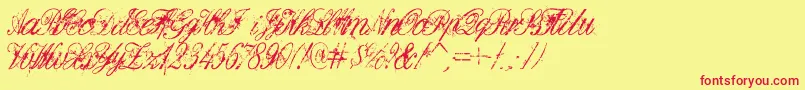 fuente DeadlyEnglish – Fuentes Rojas Sobre Fondo Amarillo