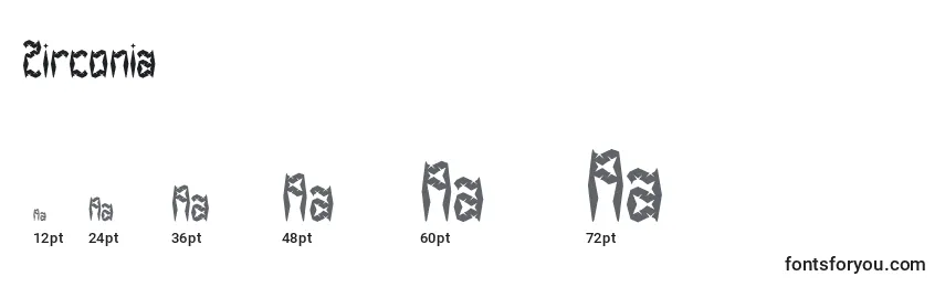 Размеры шрифта Zirconia