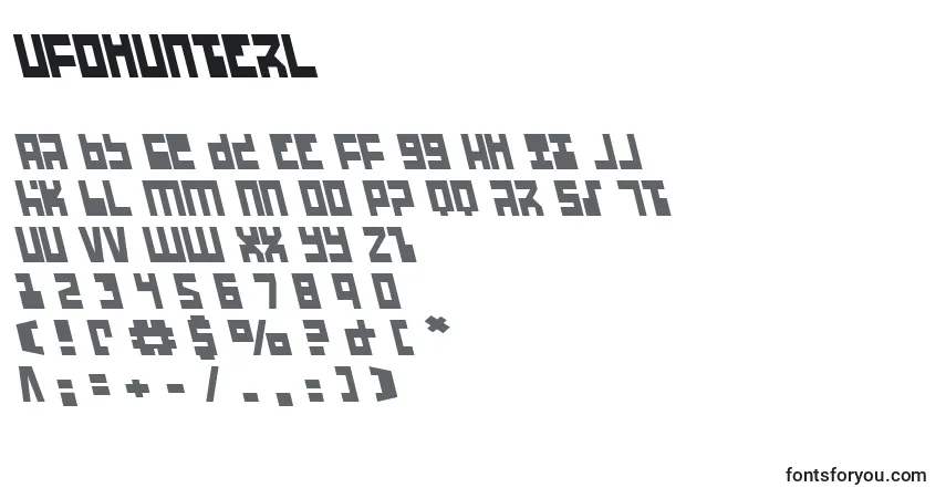 Schriftart Ufohunterl – Alphabet, Zahlen, spezielle Symbole