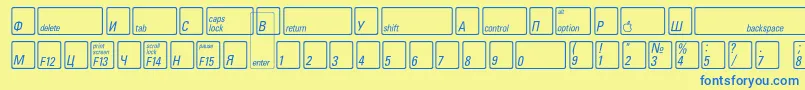 Шрифт KeyfontrussianBold – синие шрифты на жёлтом фоне