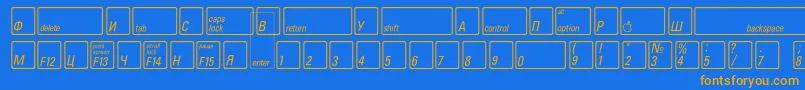 KeyfontrussianBold Font – Orange Fonts on Blue Background