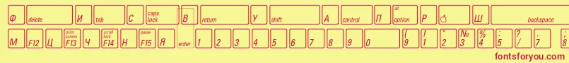 KeyfontrussianBold Font – Red Fonts on Yellow Background