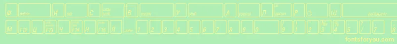 Подробнее о шрифте KeyfontrussianBold Шрифт KeyfontrussianBold – жёлтые шрифты на зелёном фоне