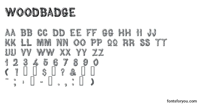Czcionka Woodbadge – alfabet, cyfry, specjalne znaki