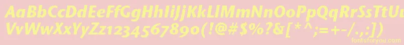 StoneSansOsItcTtBolditalic-Schriftart – Gelbe Schriften auf rosa Hintergrund