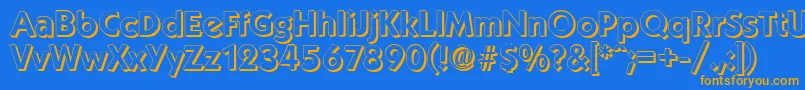 KoblenzshadowBold-Schriftart – Orangefarbene Schriften auf blauem Hintergrund