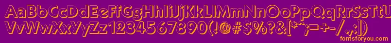 KoblenzshadowBold-Schriftart – Orangefarbene Schriften auf violettem Hintergrund