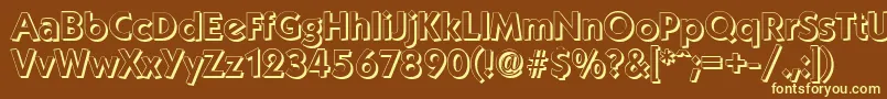 KoblenzshadowBold-Schriftart – Gelbe Schriften auf braunem Hintergrund