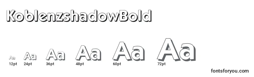 Размеры шрифта KoblenzshadowBold