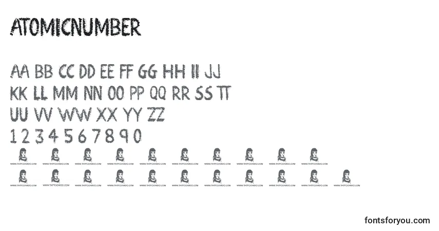 Fuente AtomicNumber - alfabeto, números, caracteres especiales
