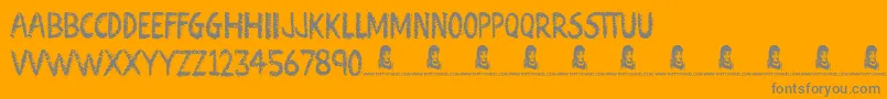 AtomicNumber-Schriftart – Graue Schriften auf orangefarbenem Hintergrund