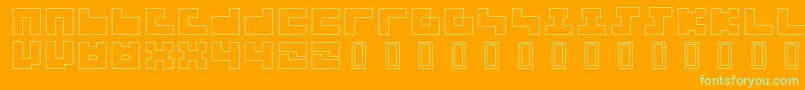 3x3Outline-Schriftart – Grüne Schriften auf orangefarbenem Hintergrund