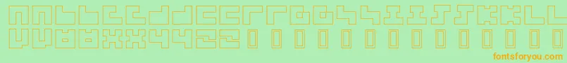 3x3Outline-Schriftart – Orangefarbene Schriften auf grünem Hintergrund