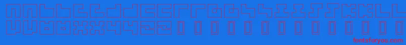 3x3Outline-Schriftart – Rote Schriften auf blauem Hintergrund