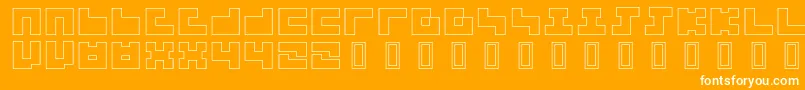 3x3Outline-Schriftart – Weiße Schriften auf orangefarbenem Hintergrund