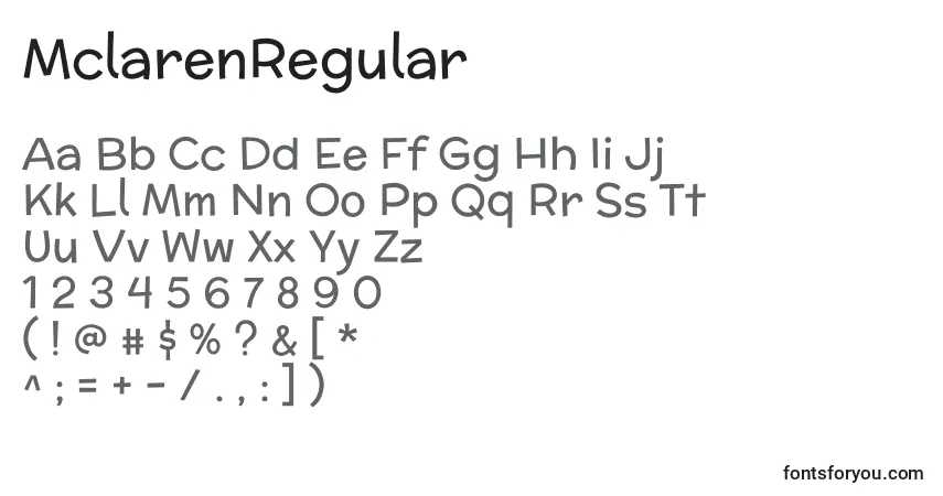 Schriftart MclarenRegular – Alphabet, Zahlen, spezielle Symbole
