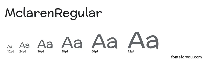 Размеры шрифта MclarenRegular