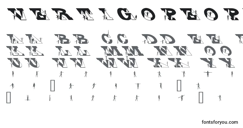Schriftart Vertigopeople – Alphabet, Zahlen, spezielle Symbole