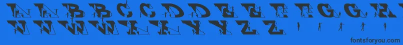 Czcionka Vertigopeople – czarne czcionki na niebieskim tle