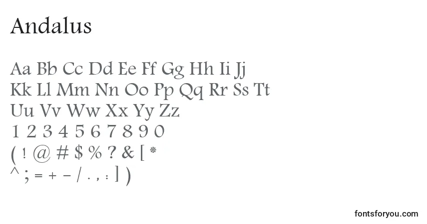 Andalus-fontti – aakkoset, numerot, erikoismerkit