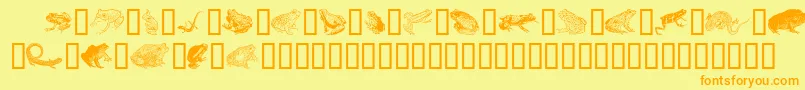 Amphibiprint-fontti – oranssit fontit keltaisella taustalla