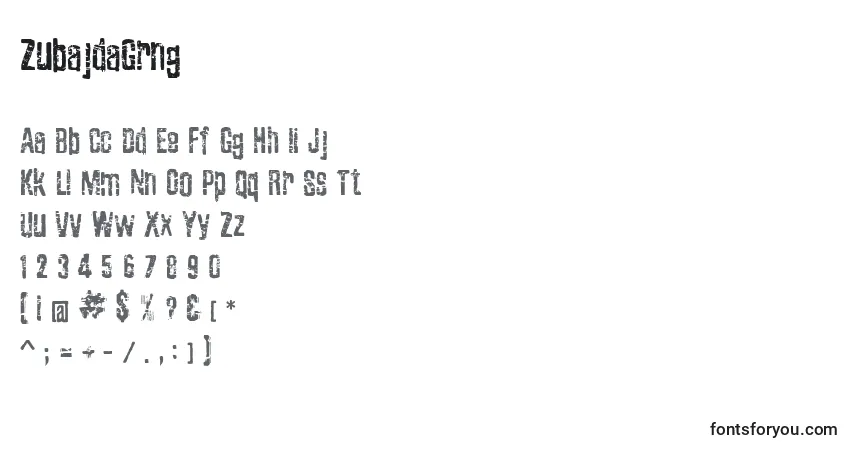 ZubajdaGrng Font – alphabet, numbers, special characters
