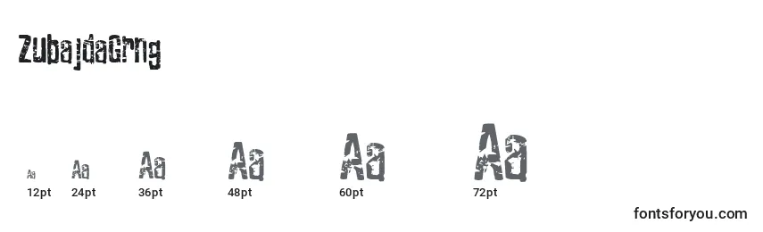 Размеры шрифта ZubajdaGrng
