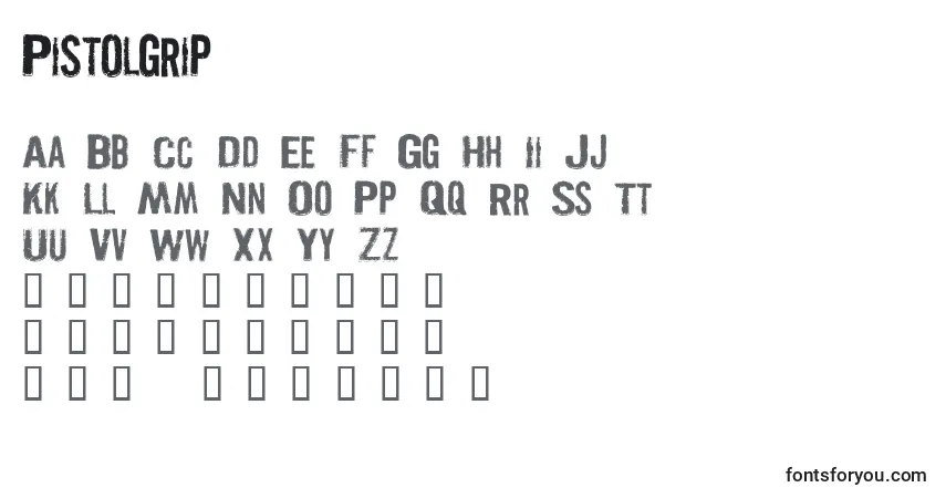Pistolgrip-fontti – aakkoset, numerot, erikoismerkit