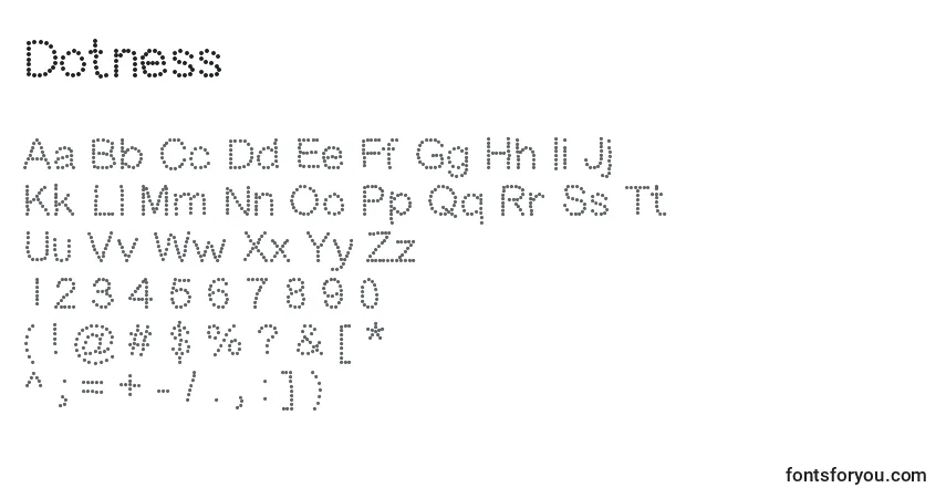 Шрифт Dotness – алфавит, цифры, специальные символы