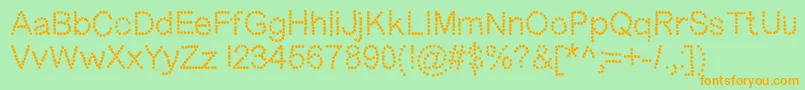 Dotness-Schriftart – Orangefarbene Schriften auf grünem Hintergrund