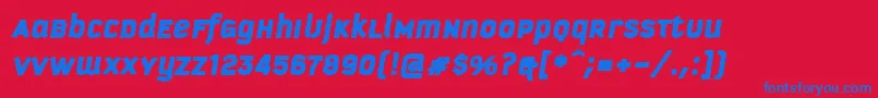 KautivaUniBlackItalic-Schriftart – Blaue Schriften auf rotem Hintergrund