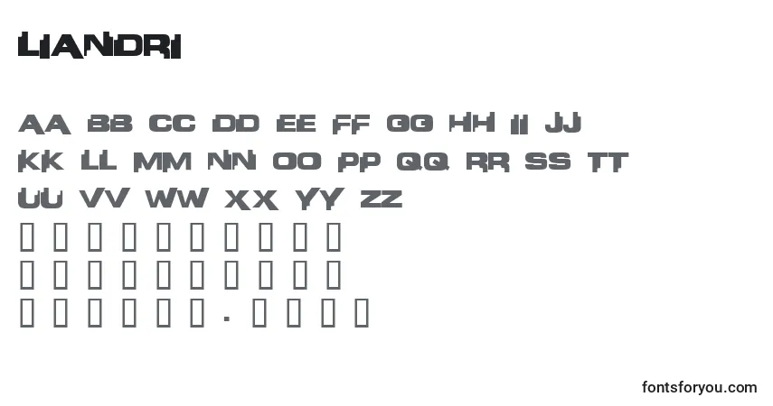 Шрифт Liandri – алфавит, цифры, специальные символы