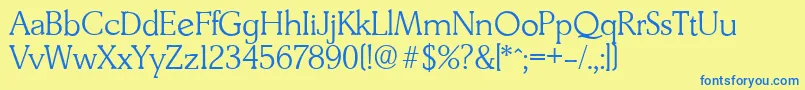 Fonte DerringerserialLightRegular – fontes azuis em um fundo amarelo