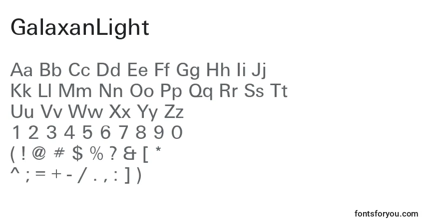 A fonte GalaxanLight – alfabeto, números, caracteres especiais