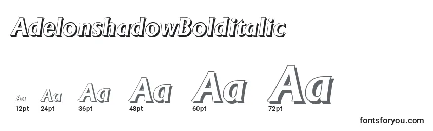 Размеры шрифта AdelonshadowBolditalic
