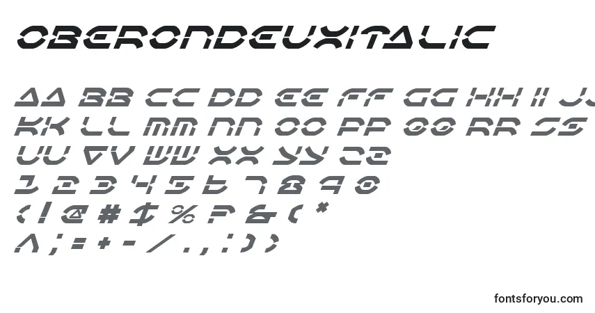 OberonDeuxItalic-fontti – aakkoset, numerot, erikoismerkit