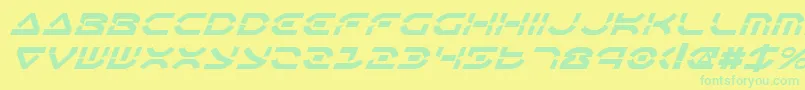 Police OberonDeuxItalic – polices vertes sur fond jaune