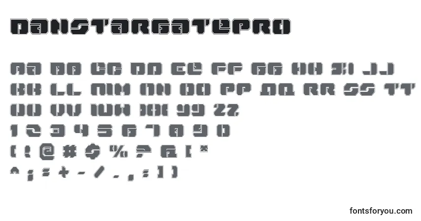 A fonte DanStargatePro – alfabeto, números, caracteres especiais