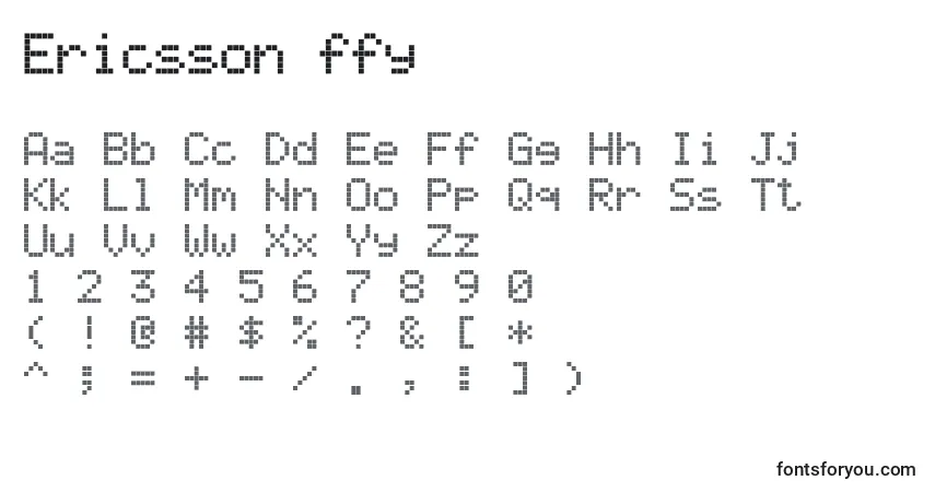 Schriftart Ericsson ffy – Alphabet, Zahlen, spezielle Symbole