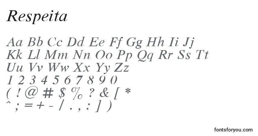Schriftart Respeita – Alphabet, Zahlen, spezielle Symbole