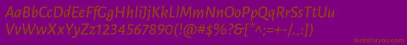 LunasansSemibolditalic-fontti – ruskeat fontit violetilla taustalla