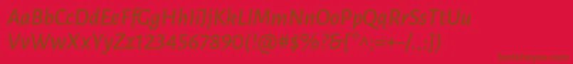 LunasansSemibolditalic-Schriftart – Braune Schriften auf rotem Hintergrund