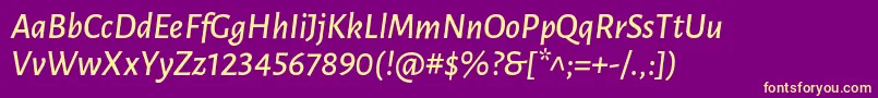 LunasansSemibolditalic Font – Yellow Fonts on Purple Background