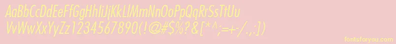 FuturaLtCondensedLightOblique Font – Yellow Fonts on Pink Background