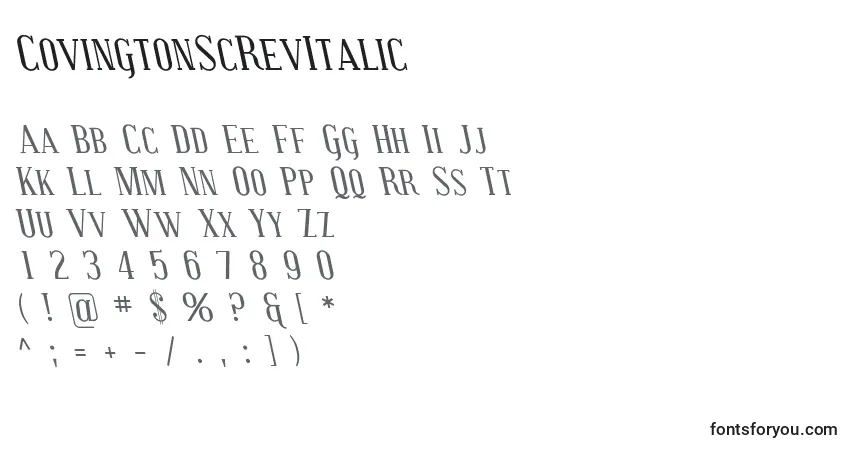 Schriftart CovingtonScRevItalic – Alphabet, Zahlen, spezielle Symbole