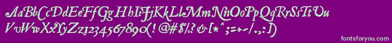 JslAncientItalic Font – Green Fonts on Purple Background