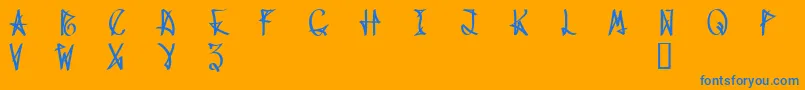WanaxDemo-Schriftart – Blaue Schriften auf orangefarbenem Hintergrund