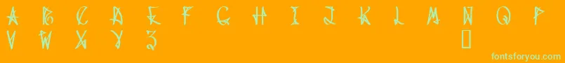 WanaxDemo-Schriftart – Grüne Schriften auf orangefarbenem Hintergrund