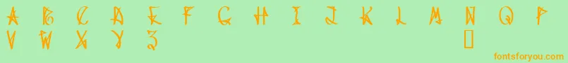 WanaxDemo-Schriftart – Orangefarbene Schriften auf grünem Hintergrund